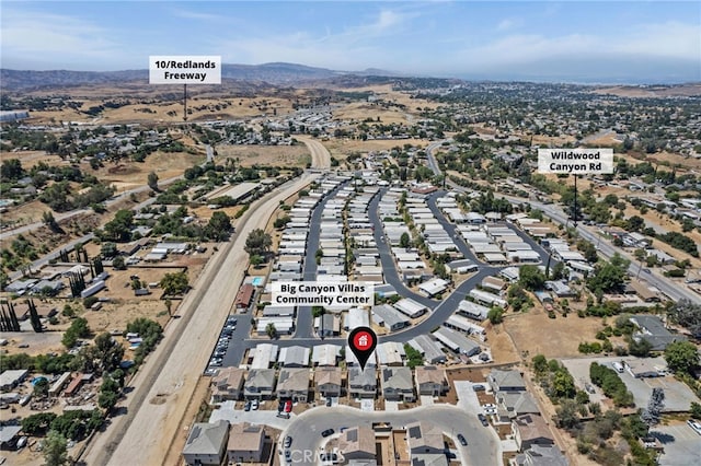 13180 Mesa Ln, Yucaipa, CA 92399 - aerial overview of property's location with nearby suburban area and mountains
