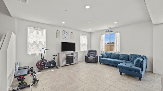 13180 Mesa Ln, Yucaipa, CA 92399 - living room with recessed lighting and light tile patterned floors