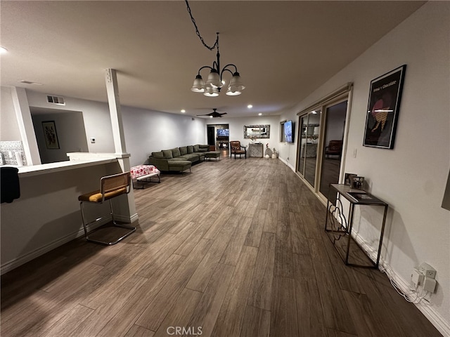 living room with hardwood / wood-style flooring