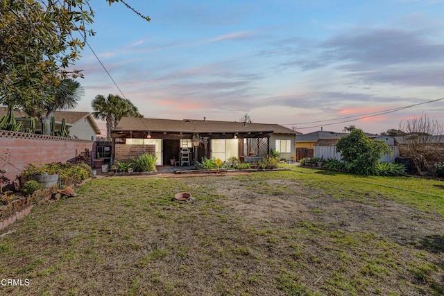 exterior space featuring a yard