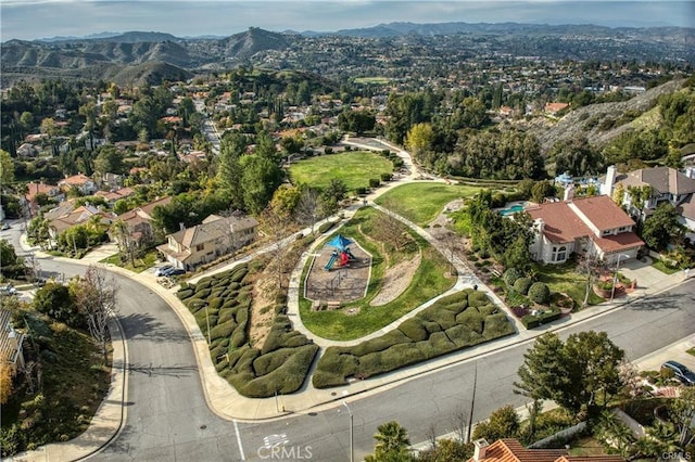 aerial view with a mountain view