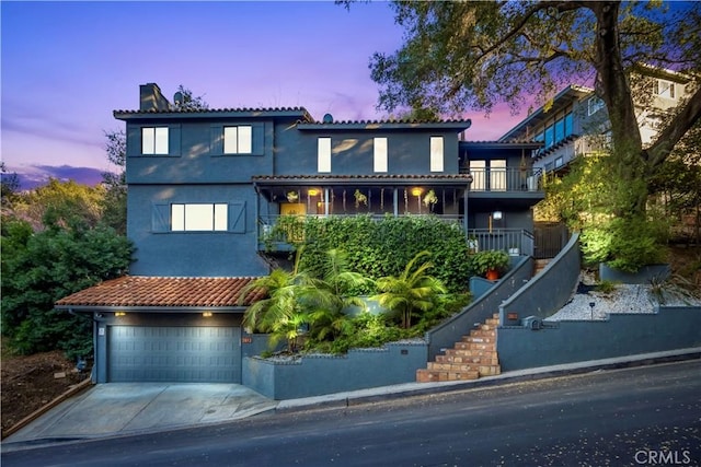 view of property featuring a garage