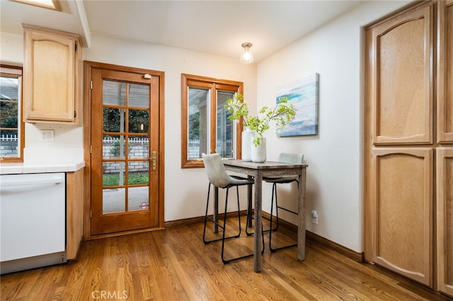 dining area featuring light hardwood / wood-style flooring