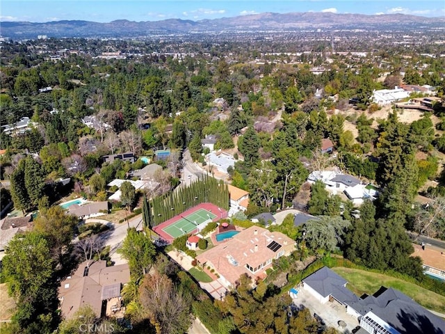 bird's eye view with a mountain view