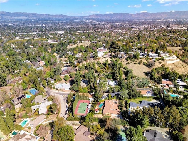 aerial view with a mountain view