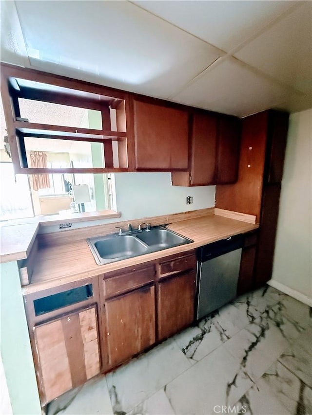 kitchen with sink and stainless steel dishwasher