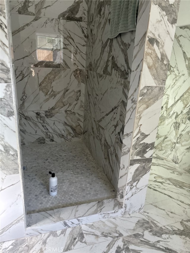 interior details with a marble finish shower