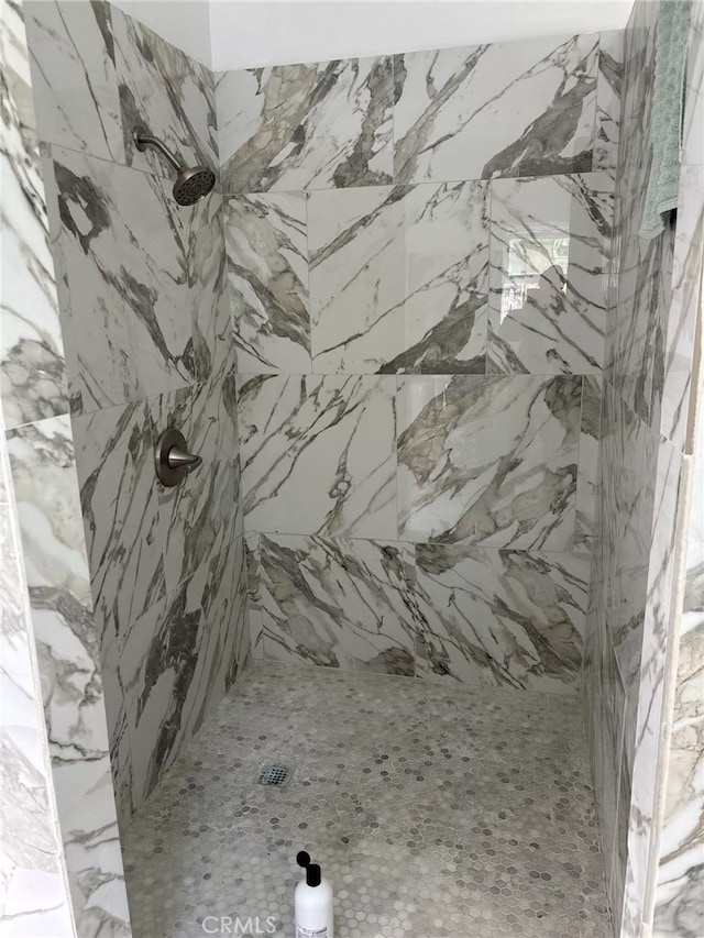 interior details with a marble finish shower