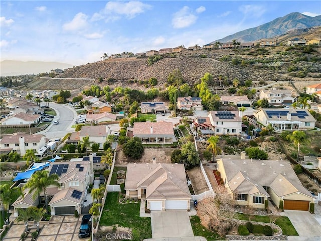 aerial view with a residential view and a mountain view