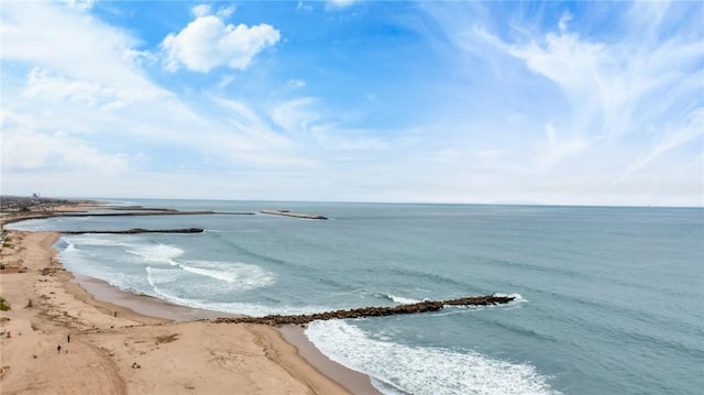view of water feature featuring a beach view