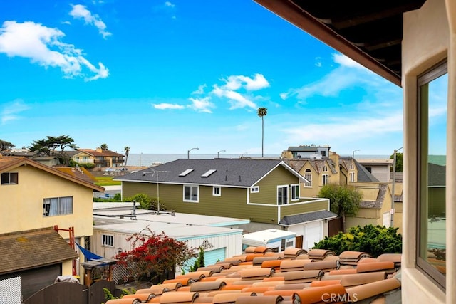 exterior space featuring a water view