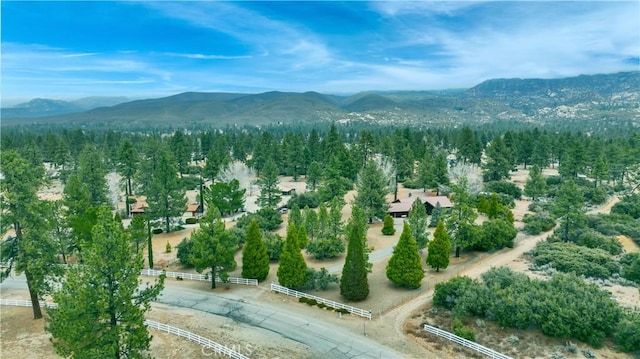 birds eye view of property with a mountain view