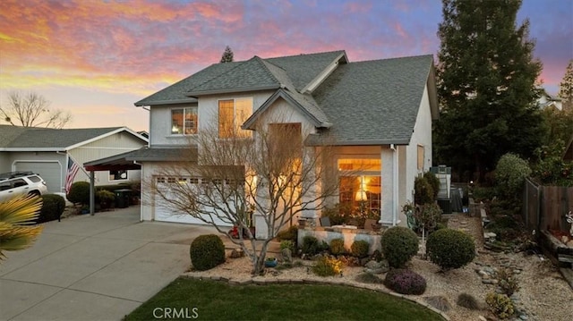 view of front of property featuring a garage