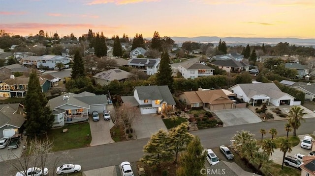 view of aerial view at dusk