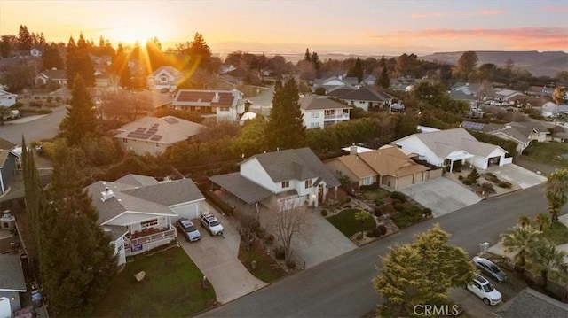 view of aerial view at dusk