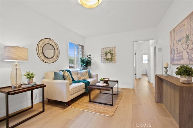 living room with light wood-type flooring