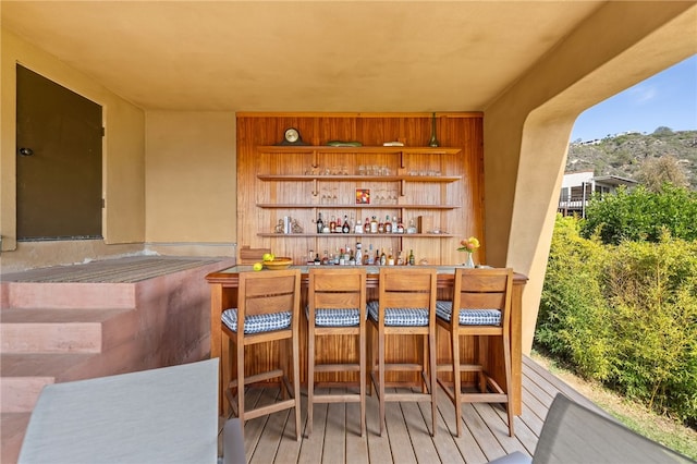 bar featuring a dry bar and wood finished floors