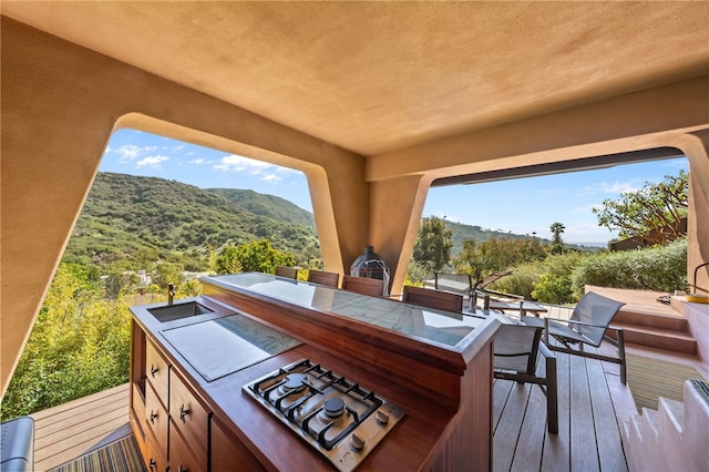 deck featuring a mountain view