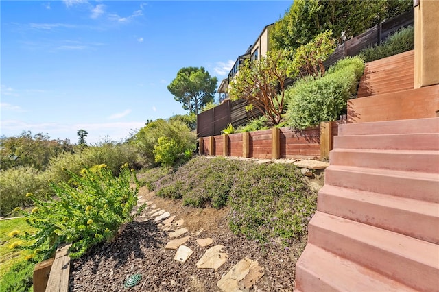 view of yard featuring fence