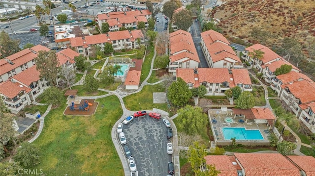 28010 Tiffany Ln Unit 309, Canyon Country, CA 91387 - aerial overview of property's location featuring a pool area and nearby suburban area