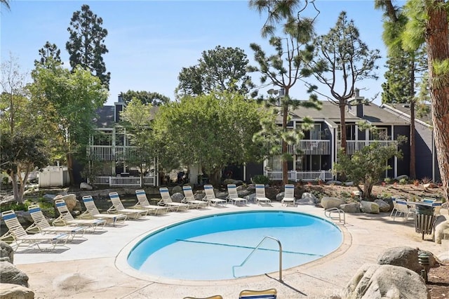 view of pool with a patio area