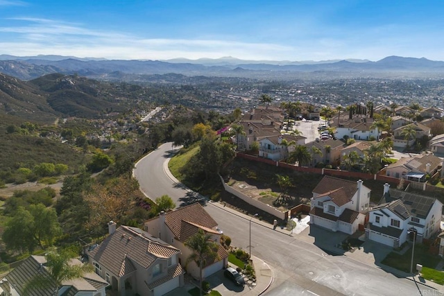 bird's eye view featuring a mountain view and a residential view