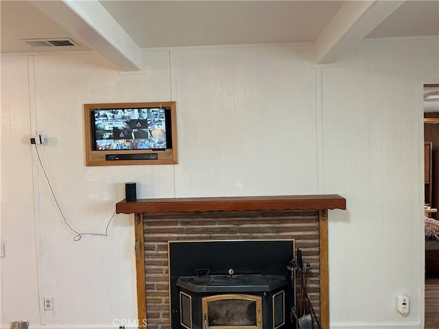 details with visible vents and beam ceiling