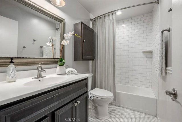 16 Wayfarer, Irvine, CA 92614 - bathroom featuring vanity, shower / tub combo, toilet, and tile patterned flooring