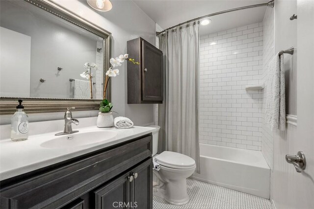 16 Wayfarer, Irvine, CA 92614 - full bathroom with vanity, shower / bath combo, and tile patterned floors