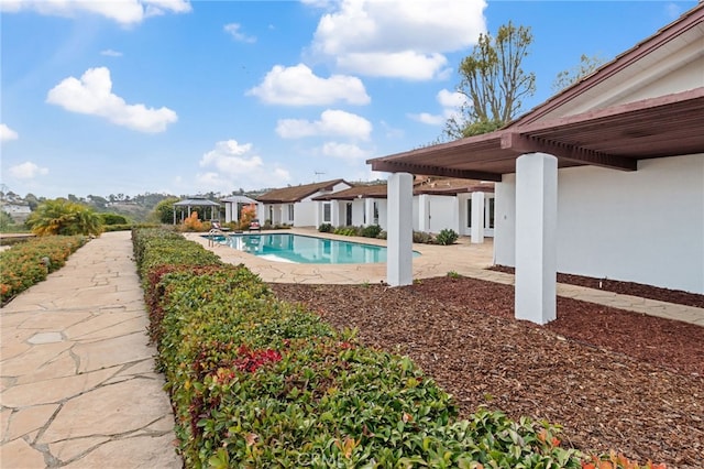 view of swimming pool with a patio area