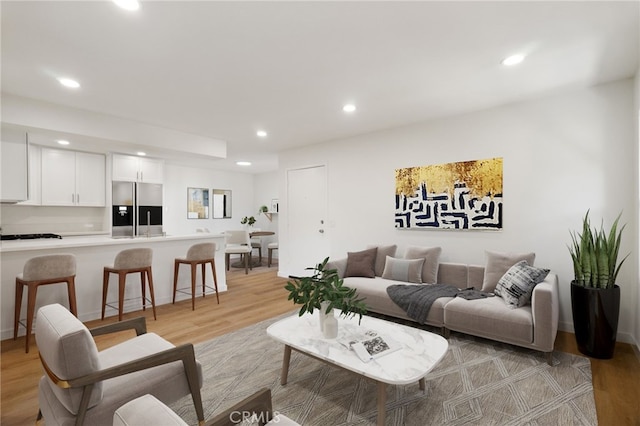 living room with light wood-type flooring