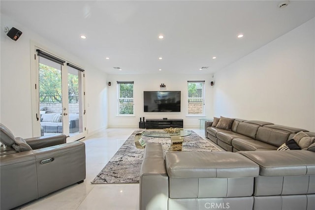 living room with french doors