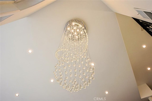 interior details with an inviting chandelier