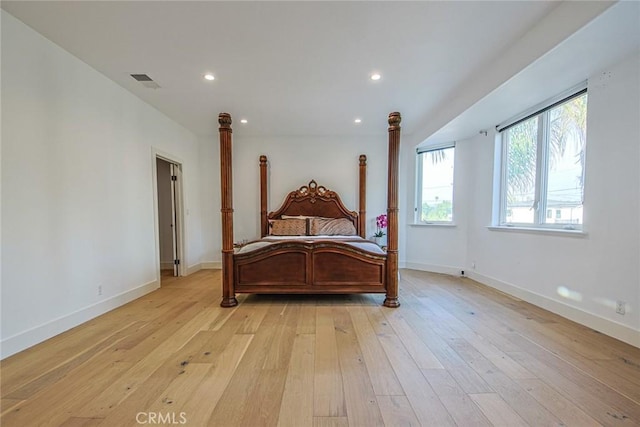 bedroom featuring light wood-type flooring