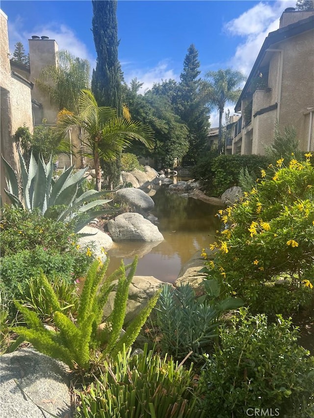 water view featuring a small pond