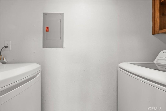 washroom with electric panel and cabinet space