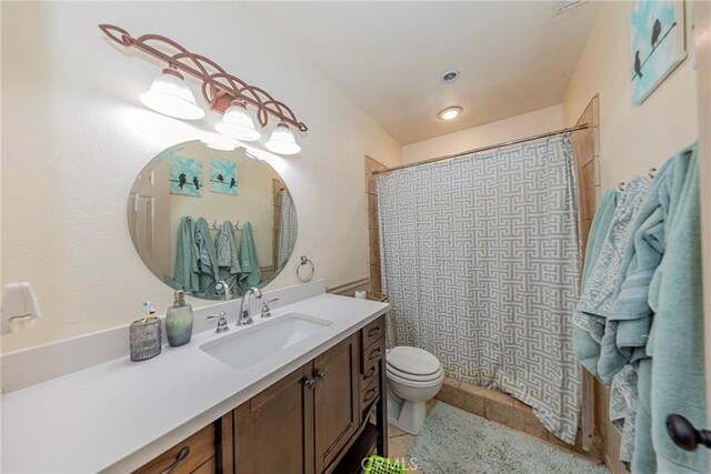 36763 Venado Dr, Coarsegold, CA 93614 - full bathroom with vanity, tiled shower, and tile patterned flooring