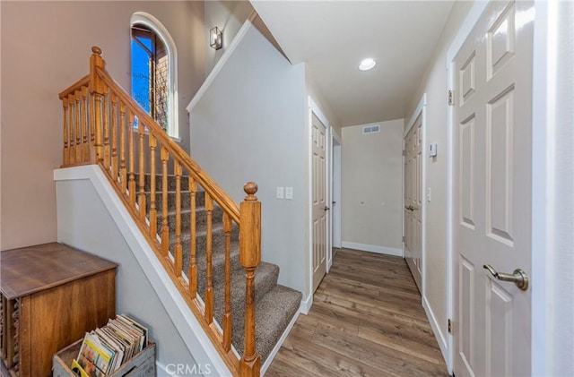 36763 Venado Dr, Coarsegold, CA 93614 - stairs featuring wood finished floors and recessed lighting