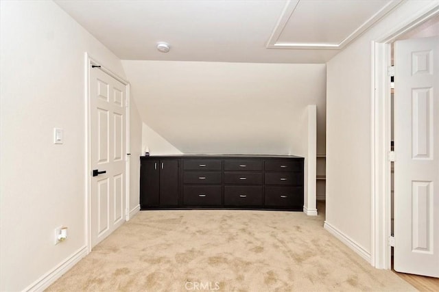 interior space featuring light colored carpet