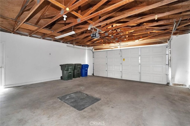 garage with a garage door opener