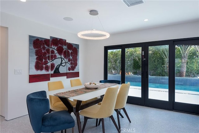 dining area with french doors