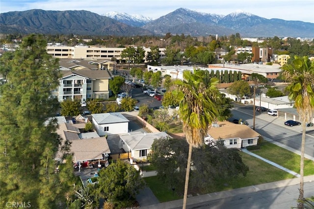 aerial view with a residential view and a mountain view