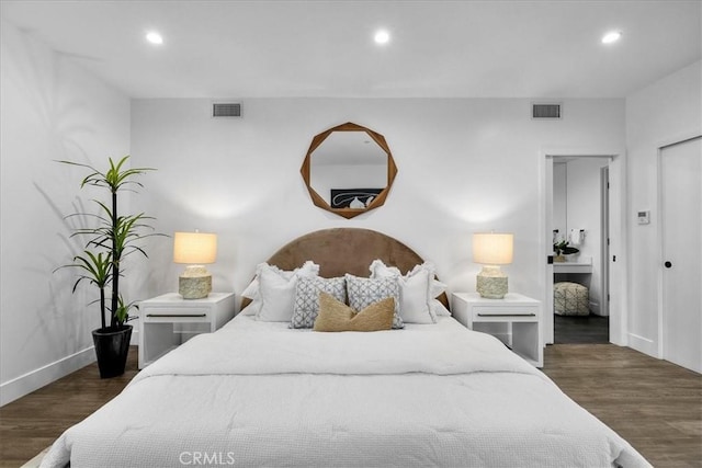 1304 N Mansfield Ave, Los Angeles, CA 90028 - bedroom with recessed lighting, wood finished floors, and baseboards