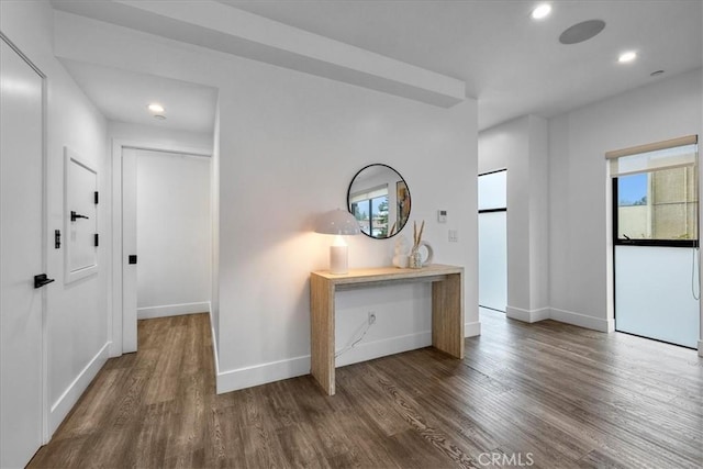 1304 N Mansfield Ave, Los Angeles, CA 90028 - hallway featuring wood finished floors, baseboards, and recessed lighting