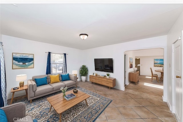 view of tiled living room