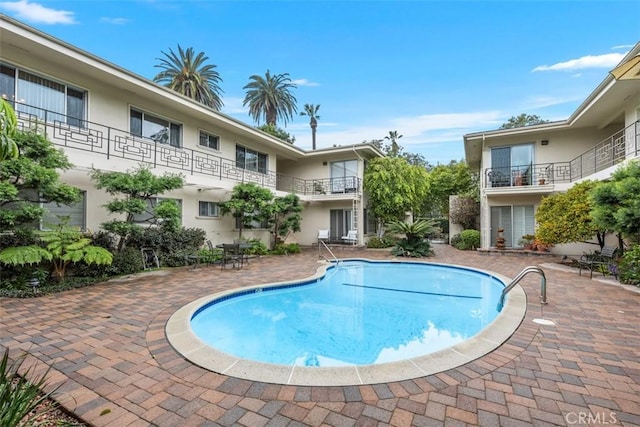 view of pool featuring a patio