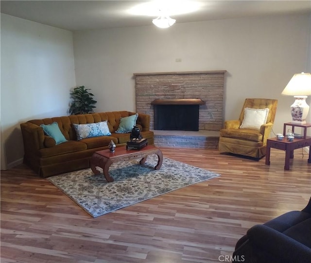 living room with wood-type flooring