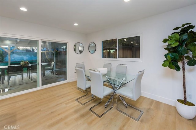 dining space featuring light hardwood / wood-style flooring