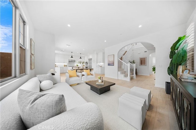 living room featuring light hardwood / wood-style flooring