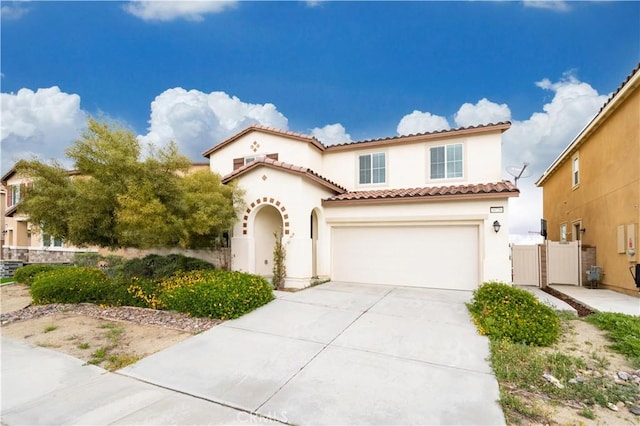 30750 Gazing Star Ln, Murrieta, CA 92563 - mediterranean / spanish home featuring stucco siding, driveway, an attached garage, and a tile roof